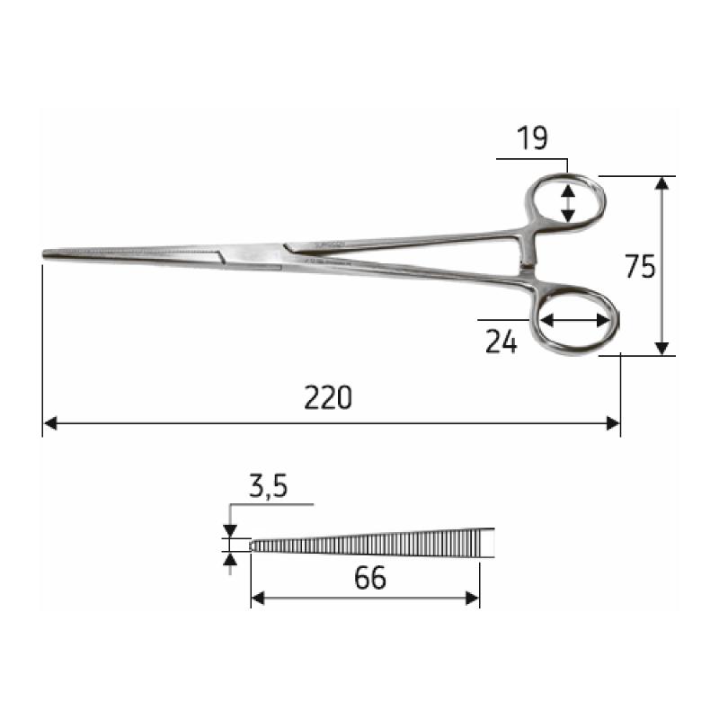 Затискач судинний Rochester-Pean, 22 cм, прямий, J-17-105.Surgicon